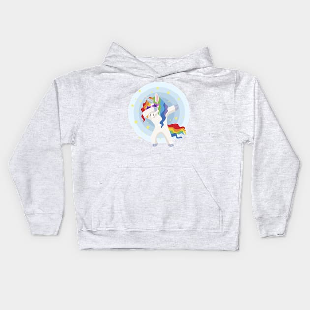 Colorful Dabbing Unicorn Kids Hoodie by TomCage